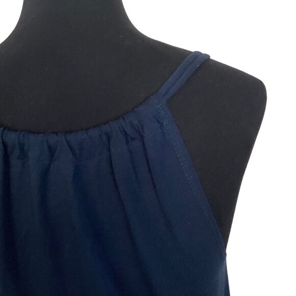 XHILARATION Woman's Racer back Tank Size M Navy Blue with Lace Overlay Front - Picture 11 of 12